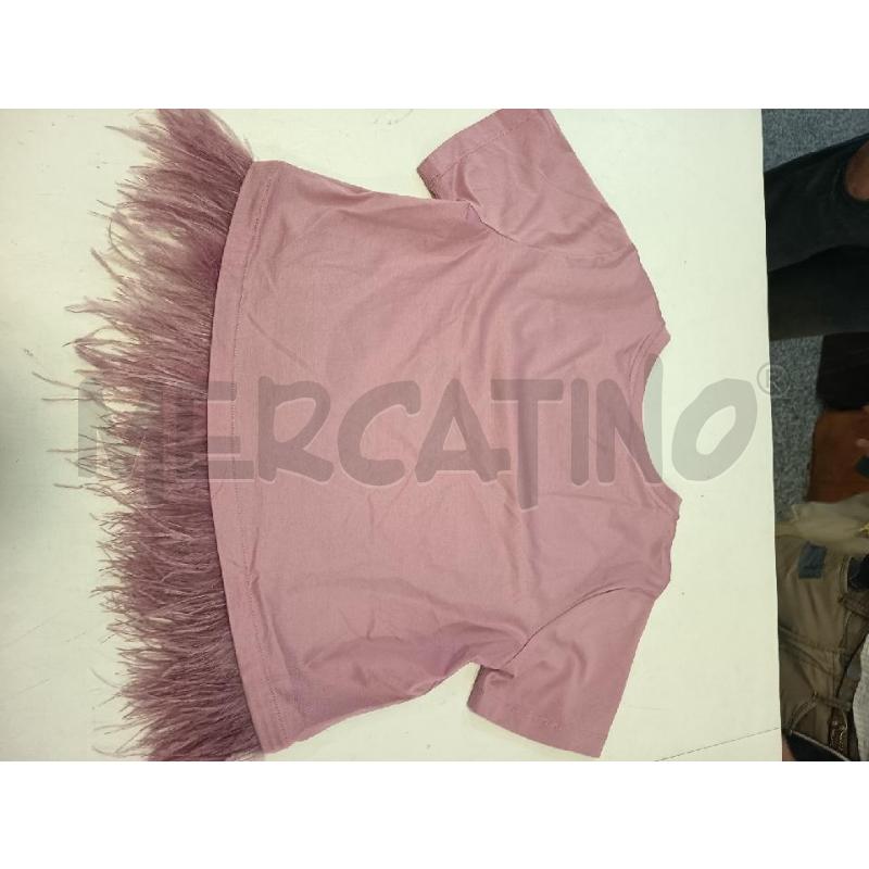 T SHIRT DONNA PINKO ROSA SCRITTA BIANCA PIUME  | Mercatino dell'Usato Roma rebibbia 3