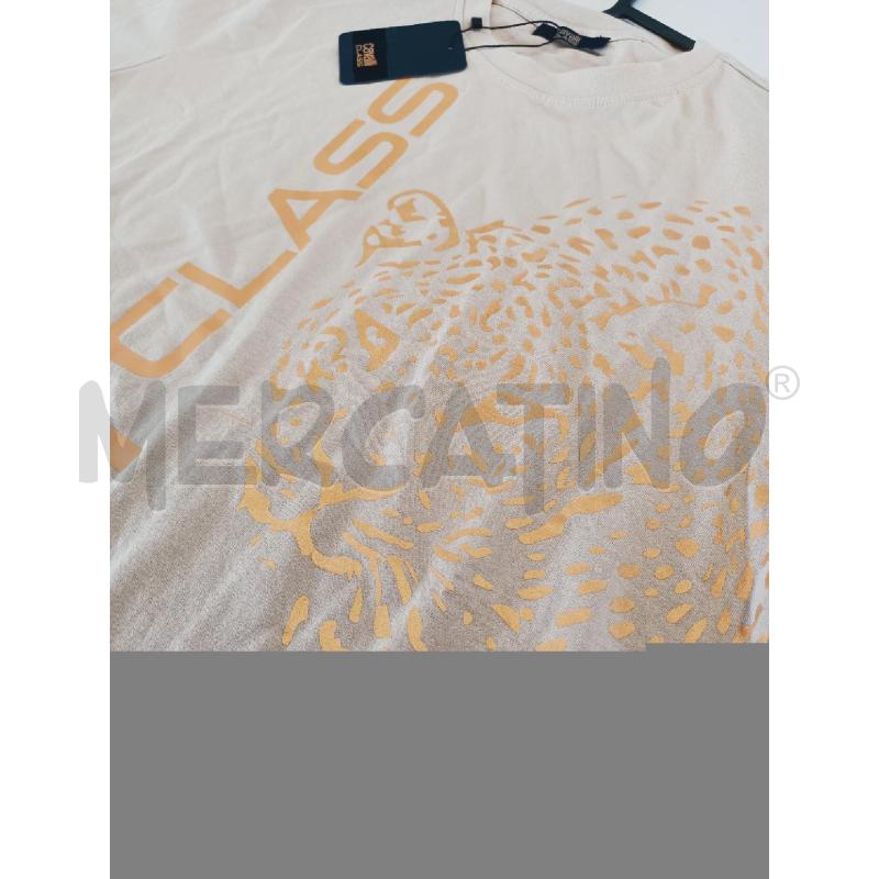 T SHIRT UOMO CAVALLI CLASS BEIGE DISEGNO DORATO CARTELLINATA | Mercatino dell'Usato Roma rebibbia 2