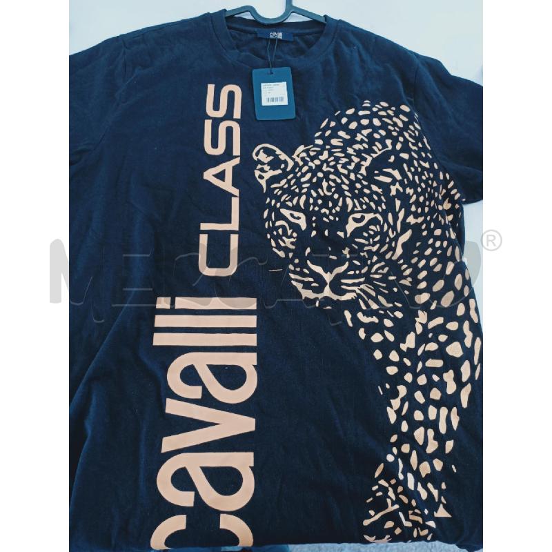 T SHIRT UOMO CAVALLI CLASS NERA DISEGNO DORATO CARTELLINATA | Mercatino dell'Usato Roma rebibbia 1