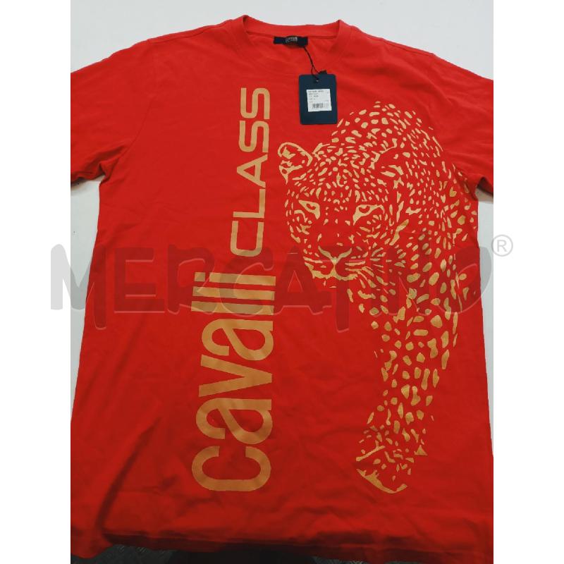 T SHIRT UOMO CAVALLI CLASS ROSSA DISEGNO DORATO CARTELLINATA | Mercatino dell'Usato Roma rebibbia 1