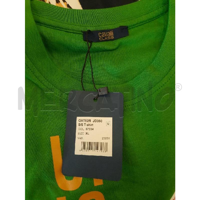 T SHIRT UOMO CAVALLI CLASS VERDE SIDESGNO DORATO | Mercatino dell'Usato Roma rebibbia 4