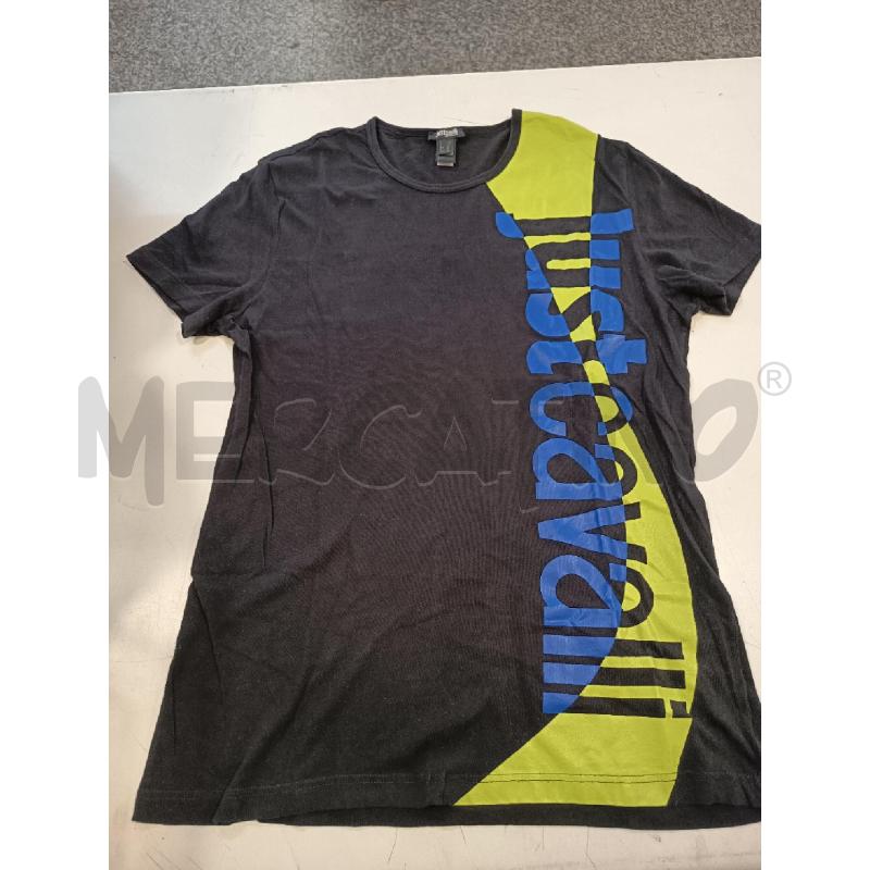 T SHIRT UOMO JUST CAVALLI NERA SCRITTA VERDE/BLU | Mercatino dell'Usato Roma rebibbia 1