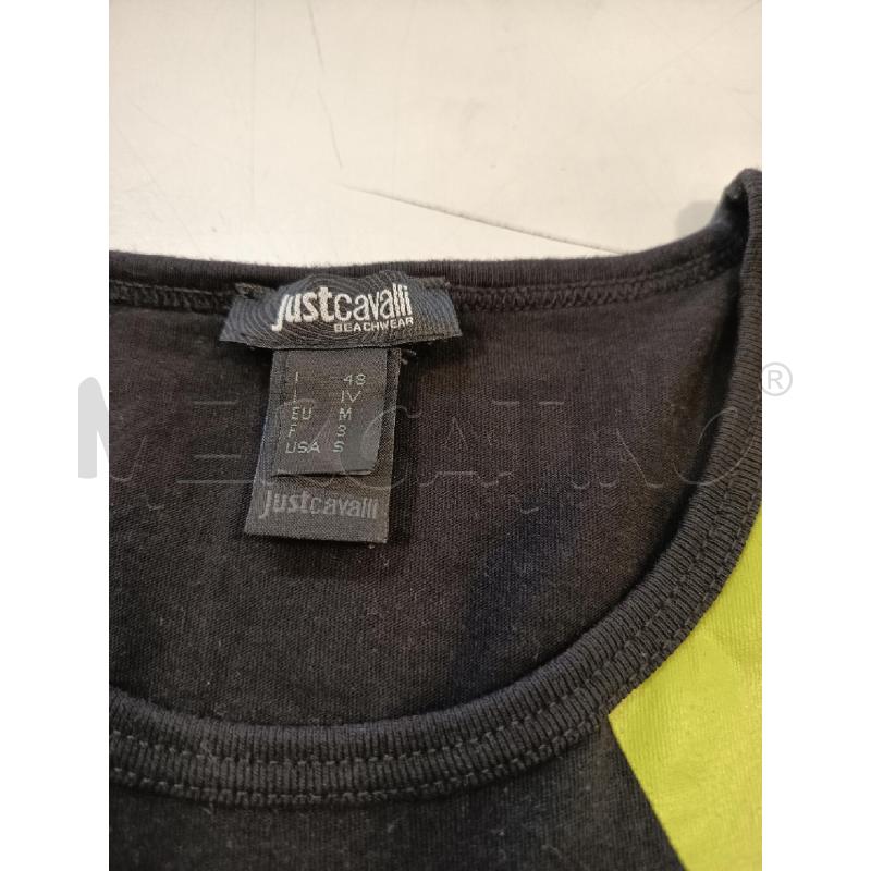 T SHIRT UOMO JUST CAVALLI NERA SCRITTA VERDE/BLU | Mercatino dell'Usato Roma rebibbia 2