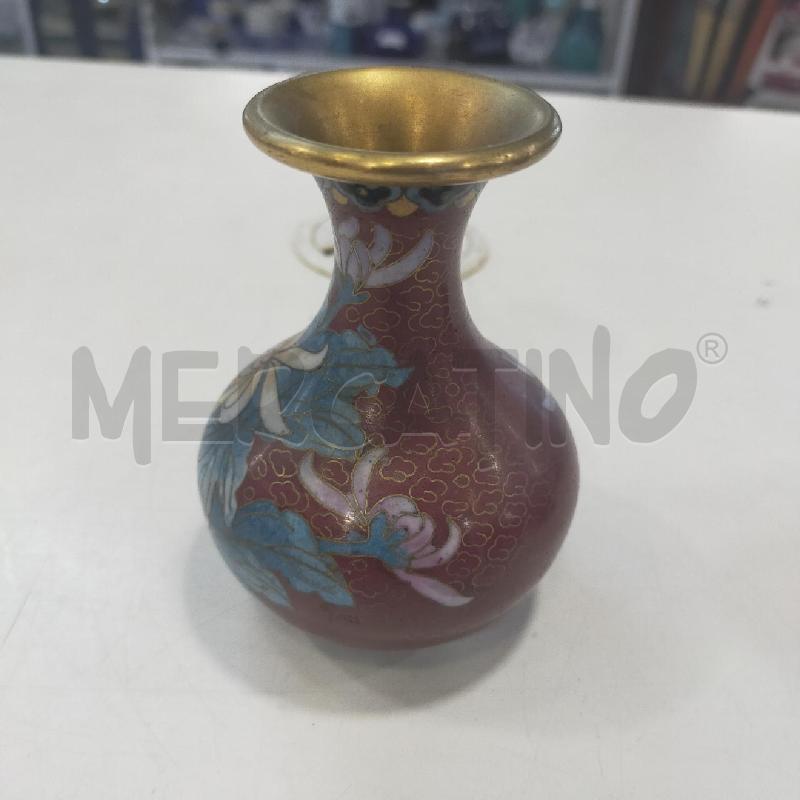 VASETTO CLOISONNE MARRONE FIORI BLU BIANCHI | Mercatino dell'Usato Roma rebibbia 2