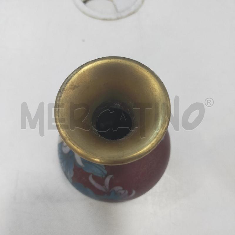 VASETTO CLOISONNE MARRONE FIORI BLU BIANCHI | Mercatino dell'Usato Roma rebibbia 3