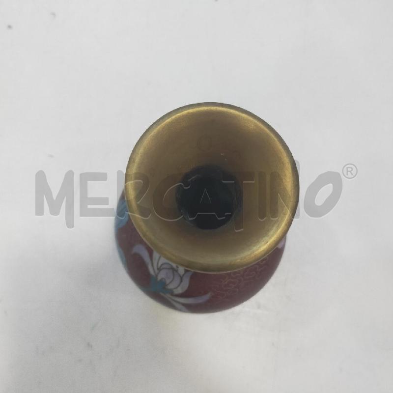 VASETTO CLOISONNE MARRONE FIORI BLU BIANCHI | Mercatino dell'Usato Roma rebibbia 3
