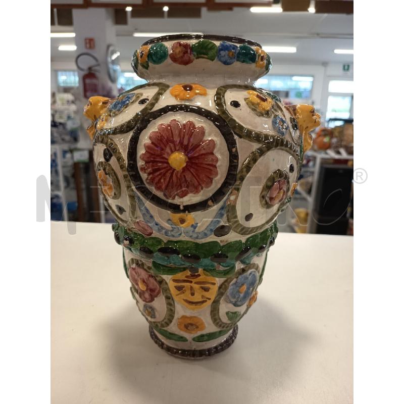 VASO CERAMICA ANNI 40 LAVORATA LEONI  | Mercatino dell'Usato Roma rebibbia 1