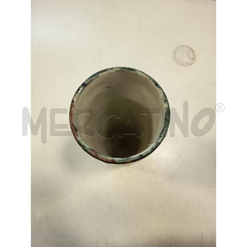 VASO CERAMICA CILINDRO DORATO BLU  | Mercatino dell'Usato Roma rebibbia 3