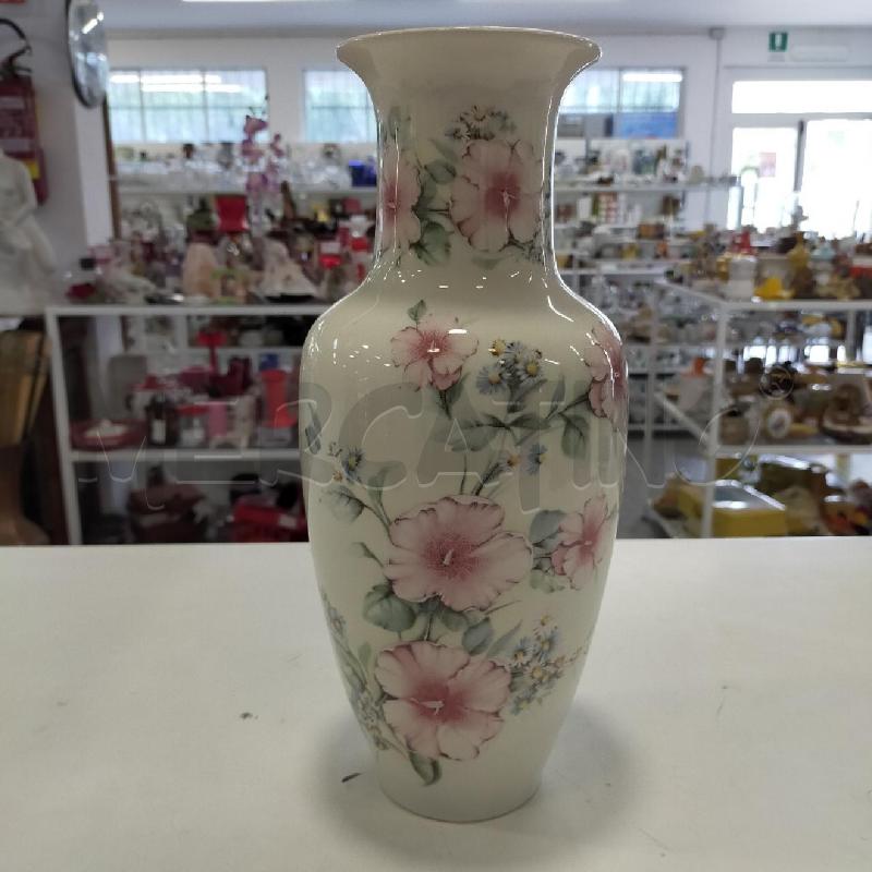 VASO CERAM BIANCA FIORI ROSA  | Mercatino dell'Usato Roma rebibbia 1