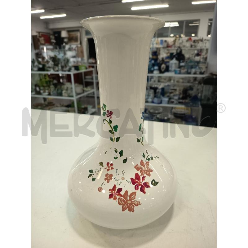 VASO CERAM VIETRESI BIANCO FOGLIE VERDI DIP | Mercatino dell'Usato Roma rebibbia 1