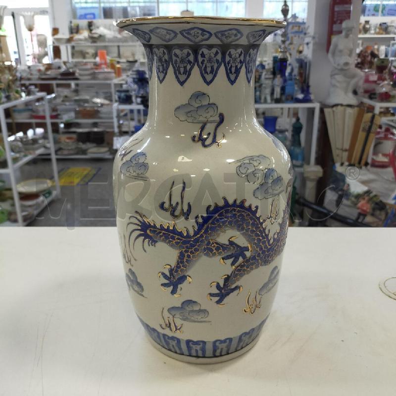 VASO ORIENTALE DRAGO BLU DEC DORATE | Mercatino dell'Usato Roma rebibbia 3