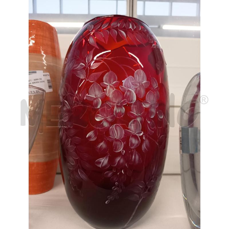 VASO ROSSO FIORI BIANCHI  | Mercatino dell'Usato Roma rebibbia 1