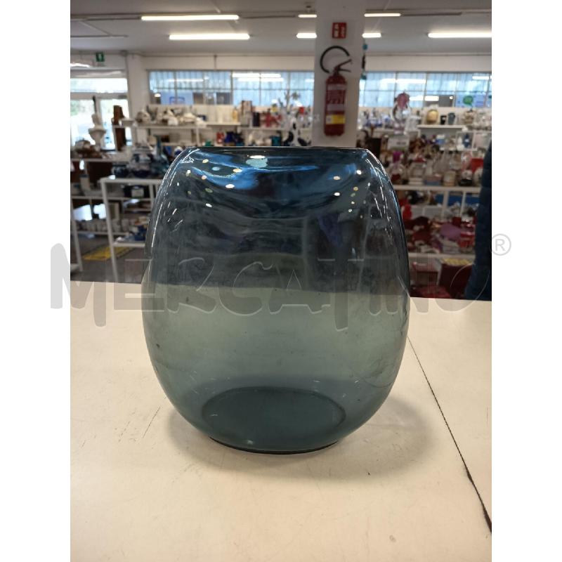 VASO VETRO BLU OVALE SPESSO | Mercatino dell'Usato Roma rebibbia 1