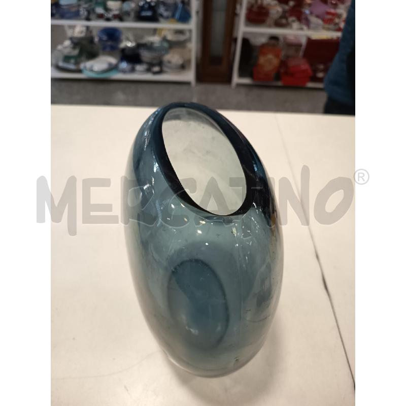 VASO VETRO BLU OVALE SPESSO | Mercatino dell'Usato Roma rebibbia 2