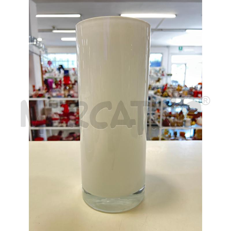 VASO VETRO CILINDRO BIANCO | Mercatino dell'Usato Roma rebibbia 1