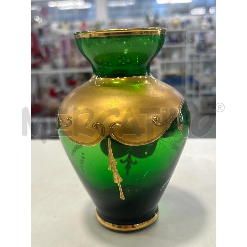 VASO VETRO VERDE DEC DORATI | Mercatino dell'Usato Roma rebibbia 2