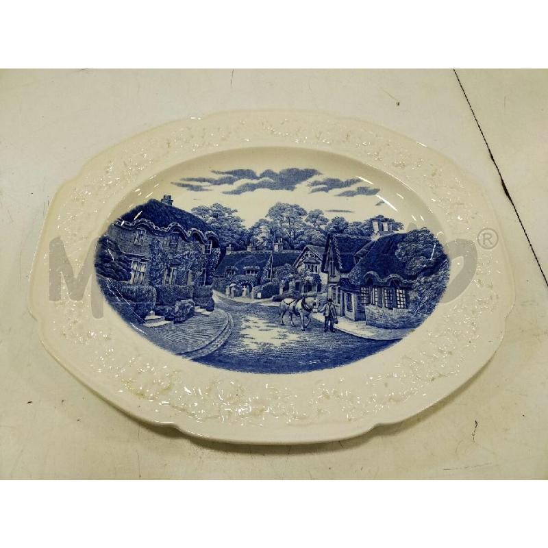 VASSOIO CERAMICA INGLESE OVALE BIANCO BLU  | Mercatino dell'Usato Roma rebibbia 1