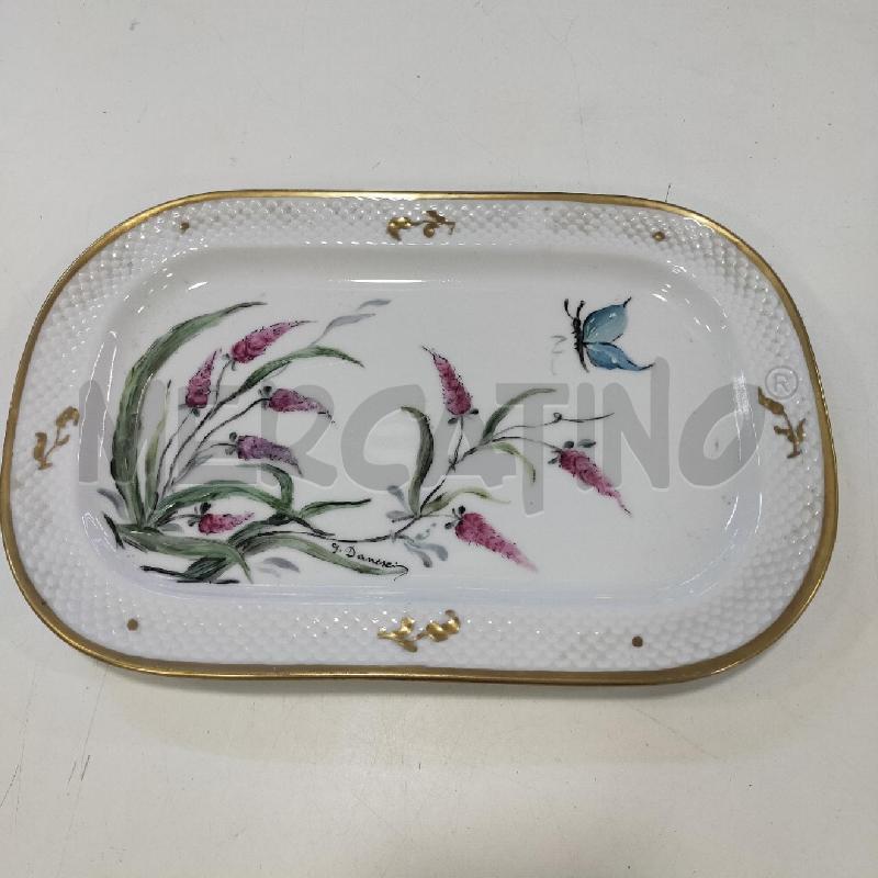 VASSOIO CERAM BAVARIA FIORI VIOLA DIP A MANO | Mercatino dell'Usato Roma rebibbia 1