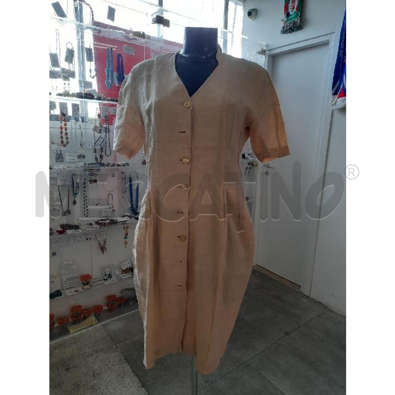 VESTITO DONNA BEIGE LINO BOTTONI CENTRALI | Mercatino dell'Usato Roma rebibbia 1