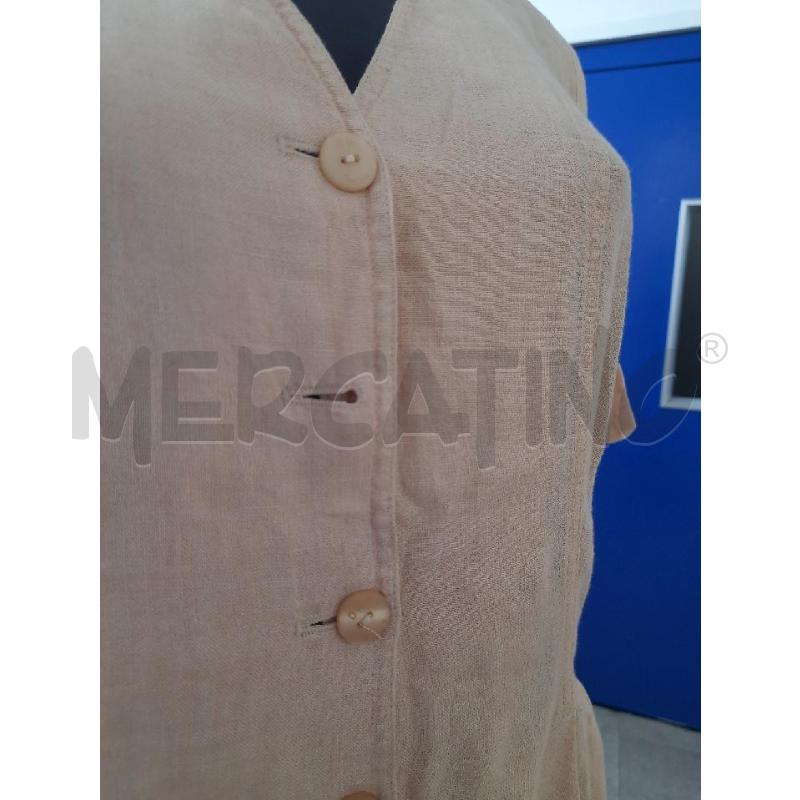 VESTITO DONNA BEIGE LINO BOTTONI CENTRALI | Mercatino dell'Usato Roma rebibbia 3