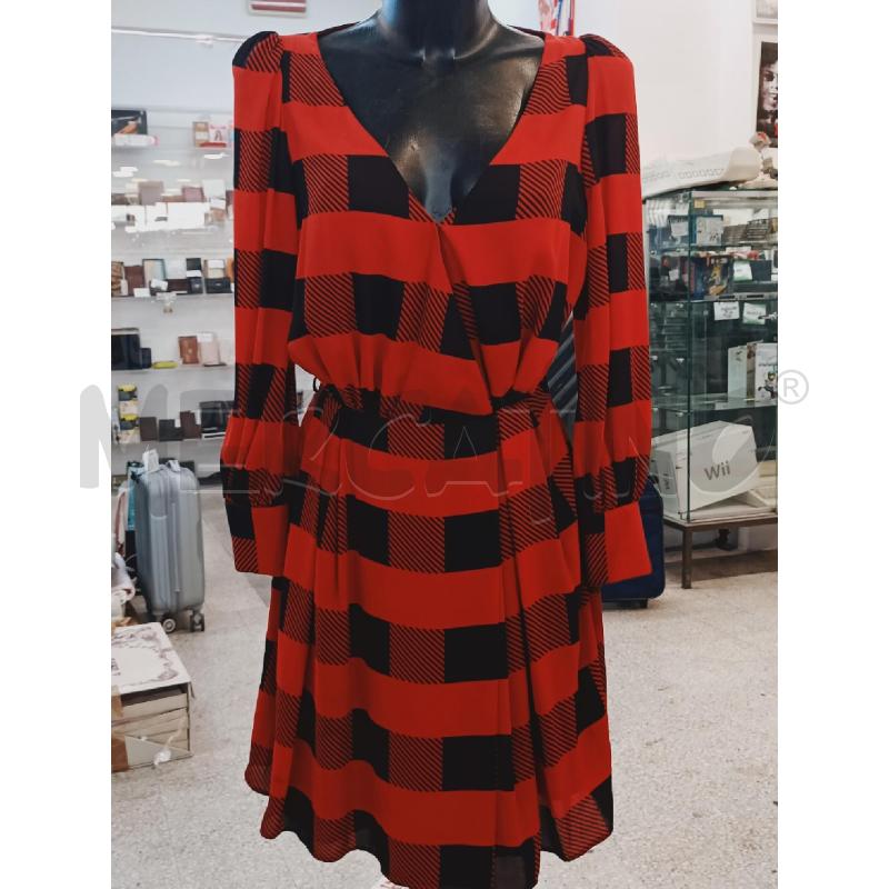 VESTITO DONNA CANNELLA ROSSO QUADRATI NERI | Mercatino dell'Usato Roma rebibbia 1