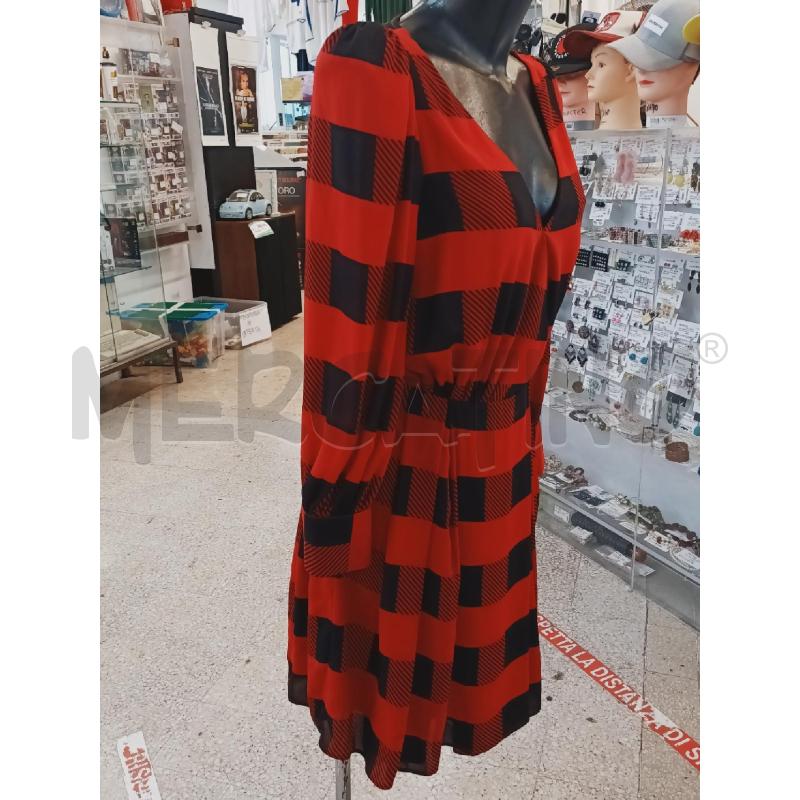 VESTITO DONNA CANNELLA ROSSO QUADRATI NERI | Mercatino dell'Usato Roma rebibbia 3