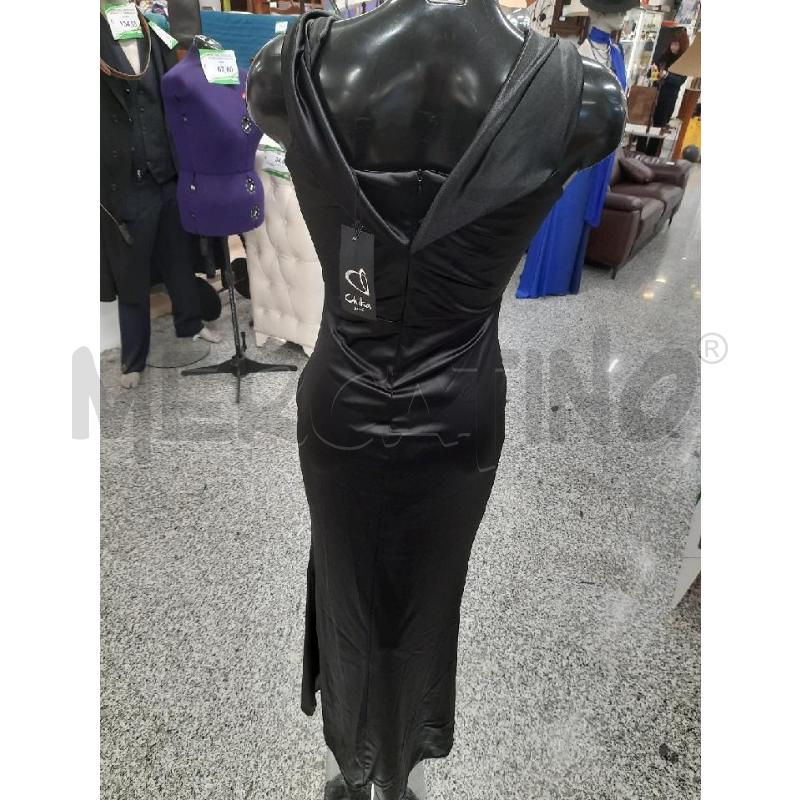 VESTITO DONNA CHIKA GIRL NERO RASO LUNGO CARTELLINO | Mercatino dell'Usato Roma rebibbia 2