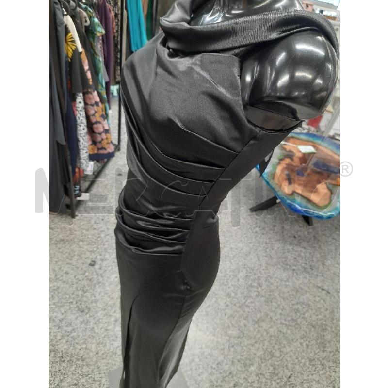 VESTITO DONNA CHIKA GIRL NERO RASO LUNGO CARTELLINO | Mercatino dell'Usato Roma rebibbia 3