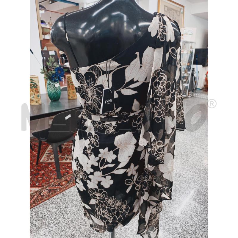 VESTITO DONNA EMME NUOVO NERO FOGLIE BEIGE VELATO C CINTA | Mercatino dell'Usato Roma rebibbia 2