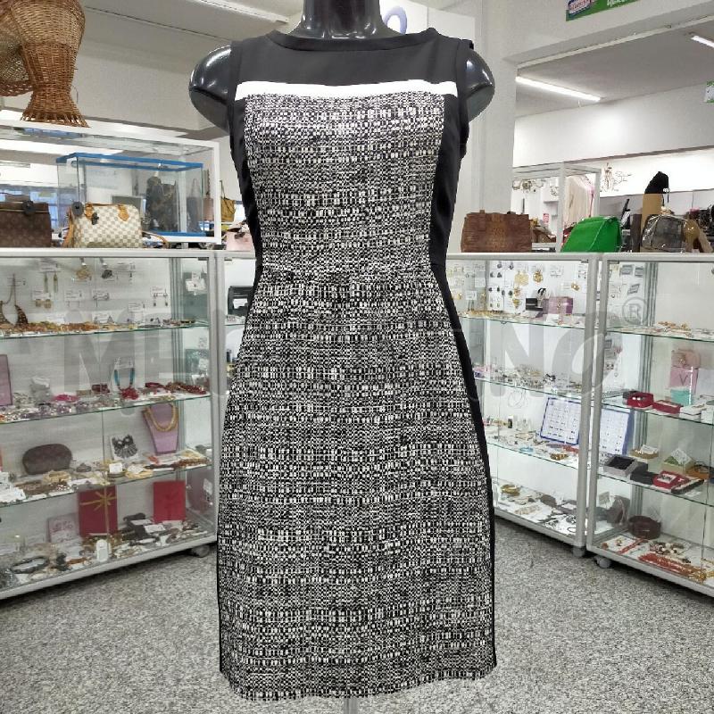 VESTITO DONNA INTREND NERO BORDO/FILI BIANCHI NERI | Mercatino dell'Usato Roma rebibbia 1