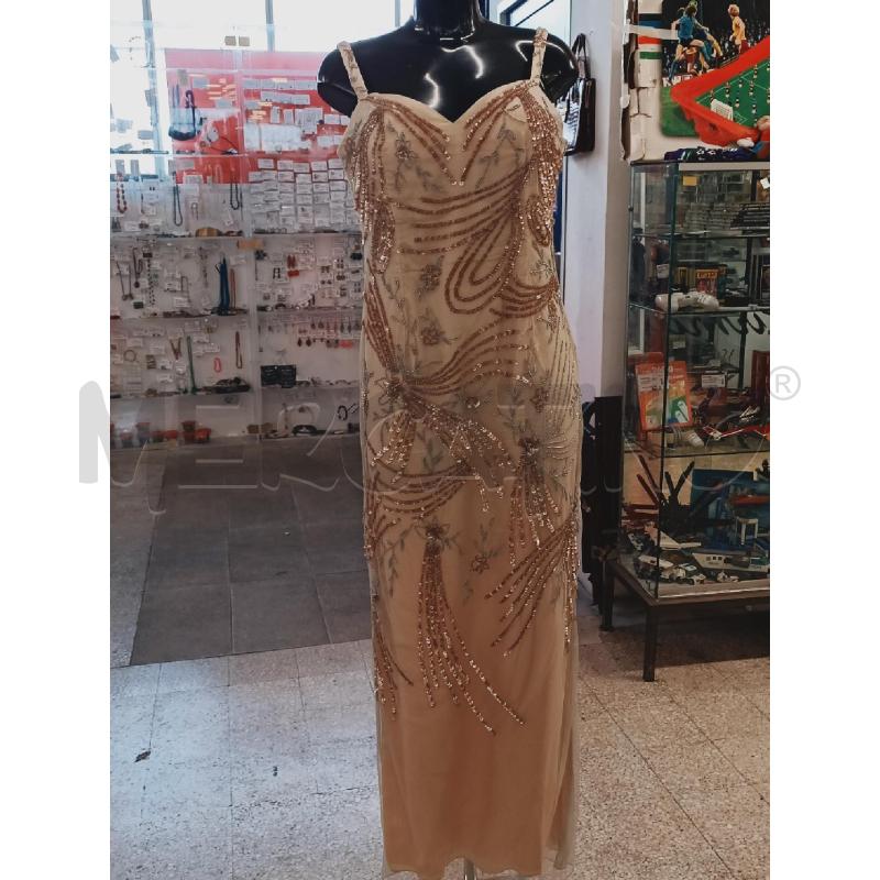 VESTITO DONNA LUCA GIORDANI BEIGE PAGLIETTE CARTELLINATO | Mercatino dell'Usato Roma rebibbia 1