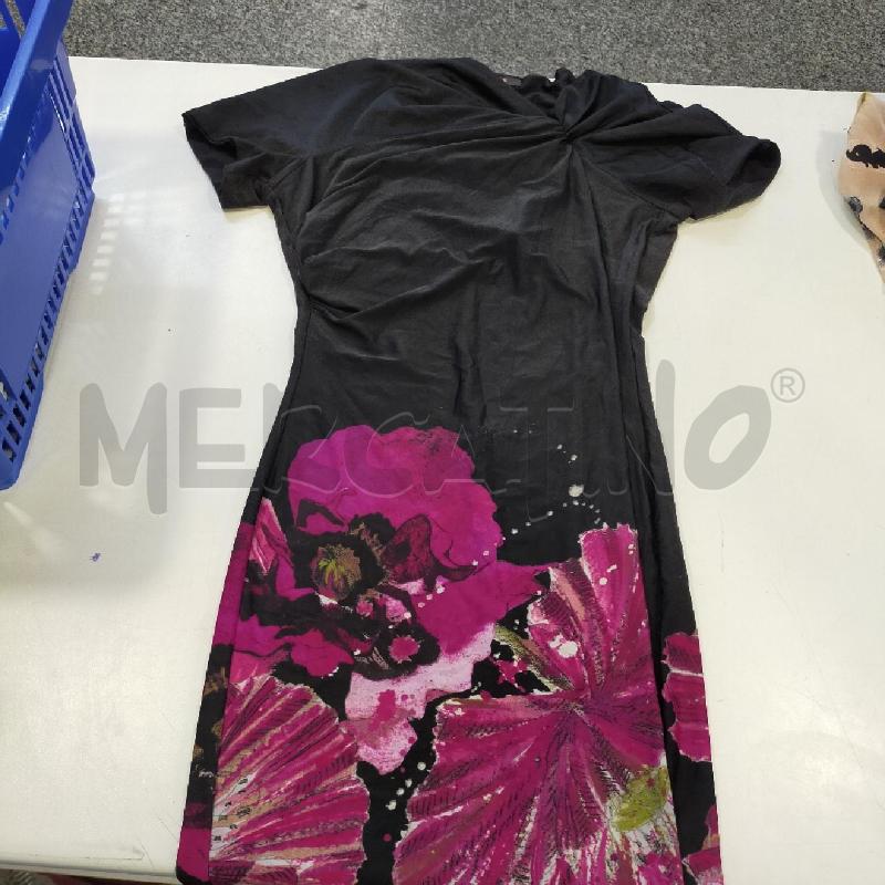VESTITO DONNA ROBERTO CAVALLI NERO FIORE VIOLA  | Mercatino dell'Usato Roma rebibbia 1