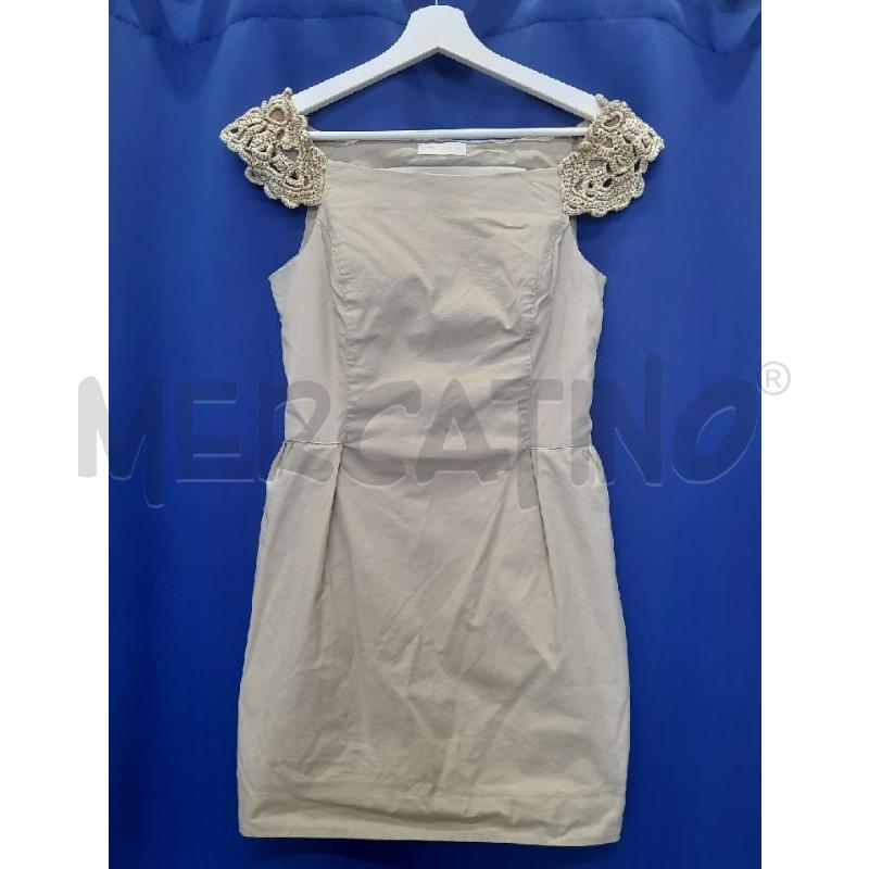 VESTITO DONNA SCERVINO STREET BEIGE SPALLINA RICAMATA  | Mercatino dell'Usato Roma rebibbia 1