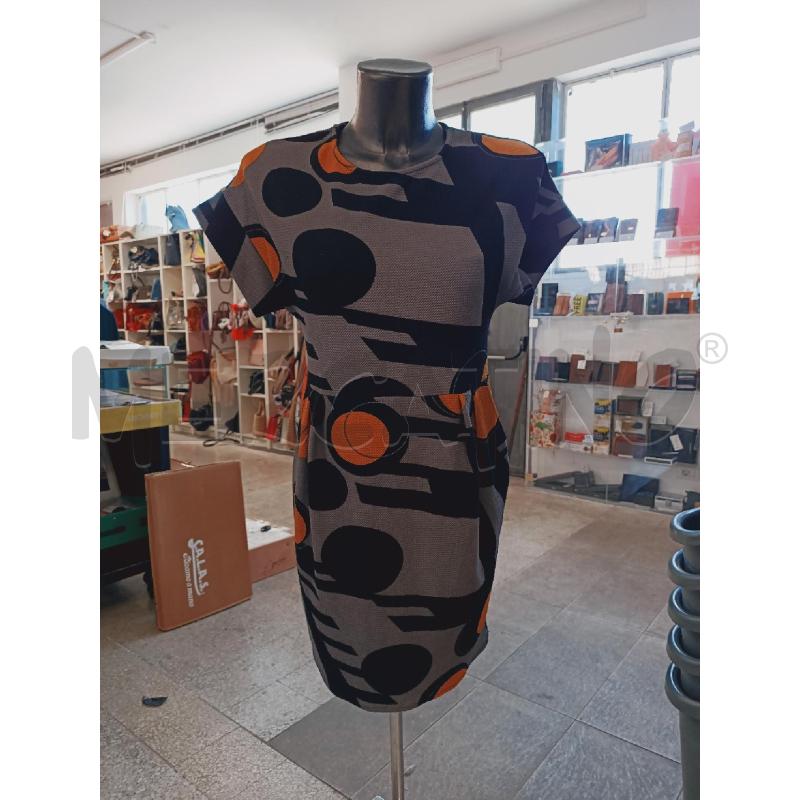 VESTITO DONNA TALCO GRIGIO DECORI NERI GIALLI | Mercatino dell'Usato Roma rebibbia 1