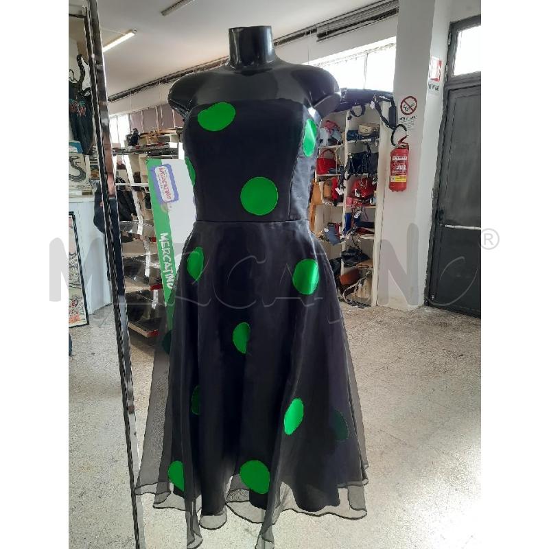 VESTITO DONNA ZEILA NERO POIS GRANDI VERDI DA CERIMONIA | Mercatino dell'Usato Roma rebibbia 1