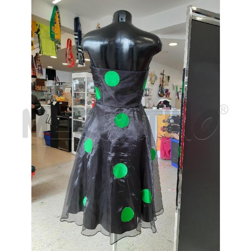 VESTITO DONNA ZEILA NERO POIS GRANDI VERDI DA CERIMONIA | Mercatino dell'Usato Roma rebibbia 2