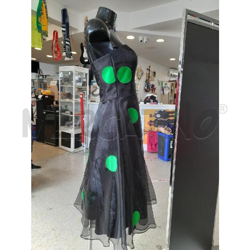 VESTITO DONNA ZEILA NERO POIS GRANDI VERDI DA CERIMONIA | Mercatino dell'Usato Roma rebibbia 3