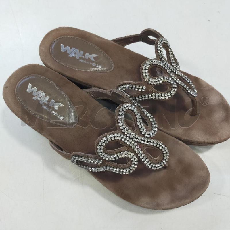 ZEPPA DONNA MARRONE STRASS WALK VERA PELLE  | Mercatino dell'Usato Roma rebibbia 1