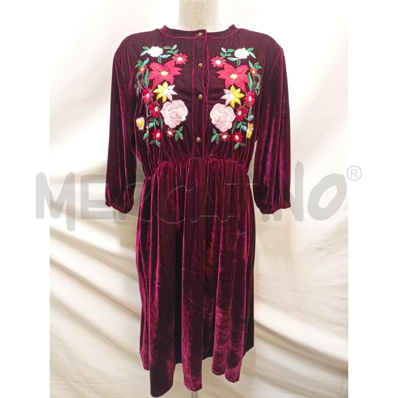 ABITO DONNA CINIGLIA BORDEAUX FIORI PETTO | Mercatino dell'Usato Roma re di roma 1