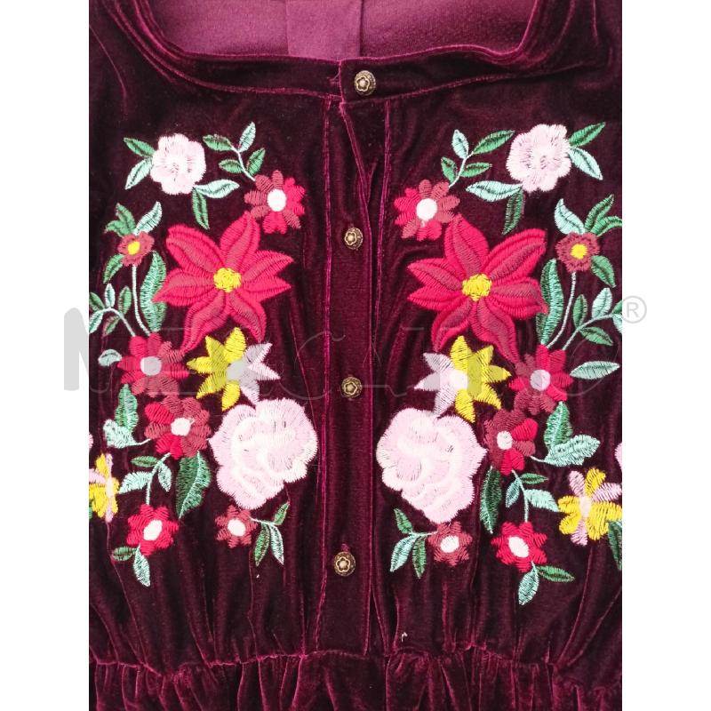 ABITO DONNA CINIGLIA BORDEAUX FIORI PETTO | Mercatino dell'Usato Roma re di roma 5