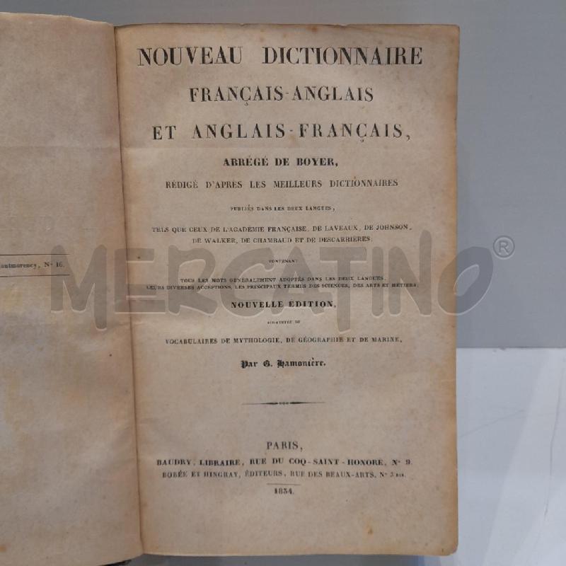 ABRÉGÉ DE BOYER NOVEAU DICTIONNAIRE FRANCAIS-ANGLAIS 1854 BAUDRY | Mercatino dell'Usato Roma re di roma 4