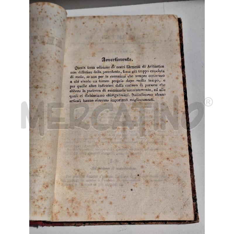 AMANTE ELEMENTI DI ARITMETICA 1841 NAPOLI REALE TIPOGRAFIA DELLA GUERRA | Mercatino dell'Usato Roma re di roma 2