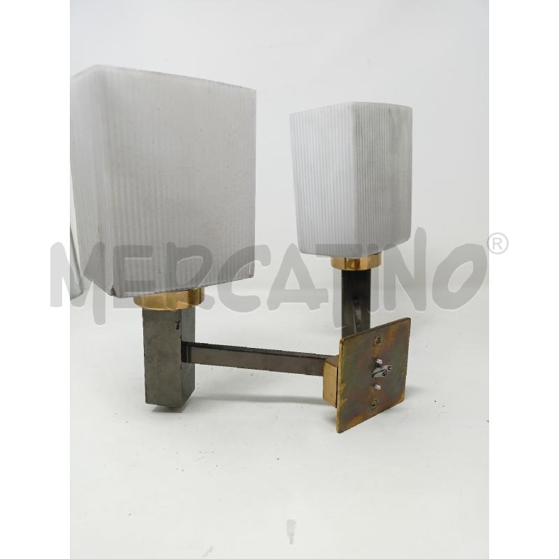APPLIQUE 2L. ACCIAIO OTTONE PARALUME VETRO SATINATO CUBICO | Mercatino dell'Usato Roma re di roma 2