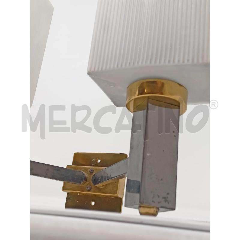 APPLIQUE 2L. ACCIAIO OTTONE PARALUME VETRO SATINATO CUBICO | Mercatino dell'Usato Roma re di roma 3