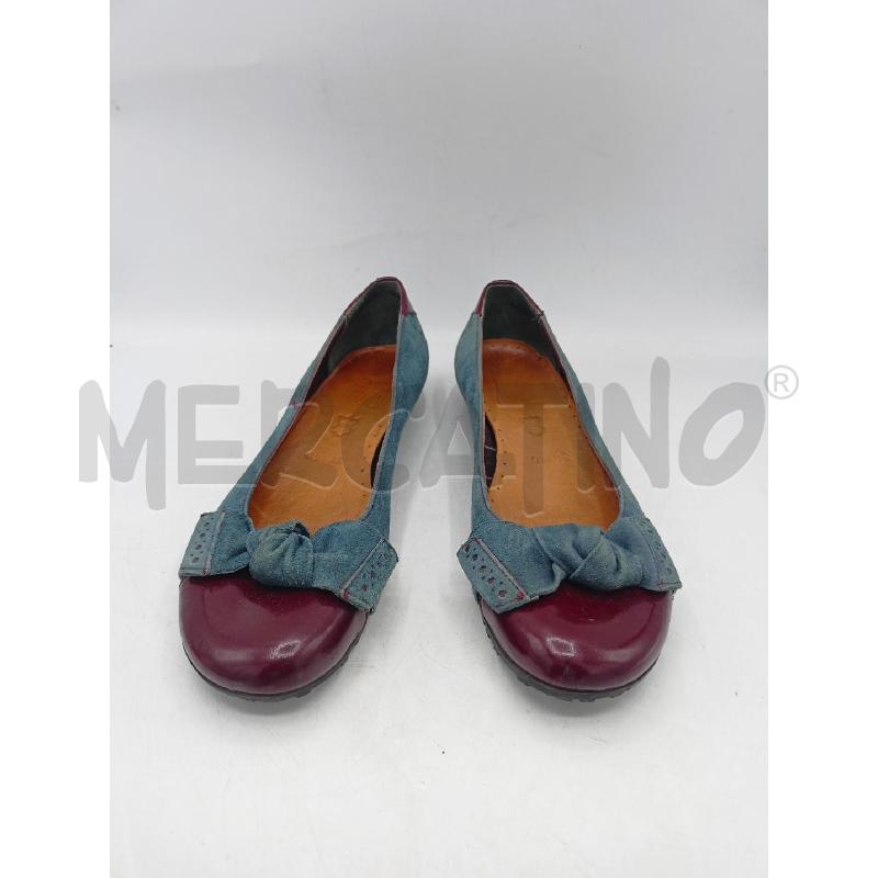 BALLERINA VIC MATIE CAMOSCIO BLU PUNTA ROSSO FIOCCHETTO | Mercatino dell'Usato Roma re di roma 1