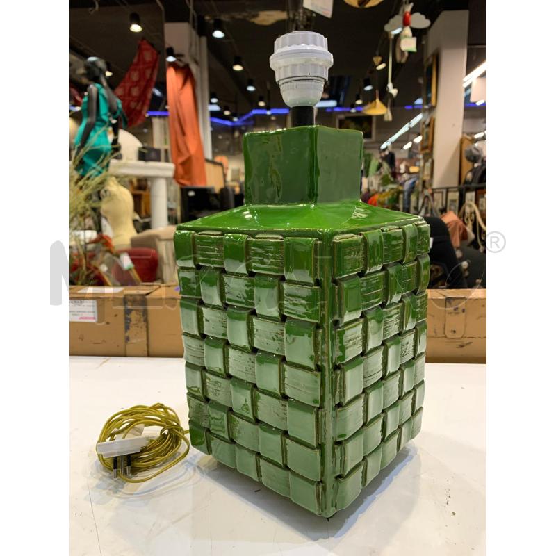 BASE LAMPADA CERAMICA VERDE EFF IMPTRECCIATO | Mercatino dell'Usato Roma re di roma 1