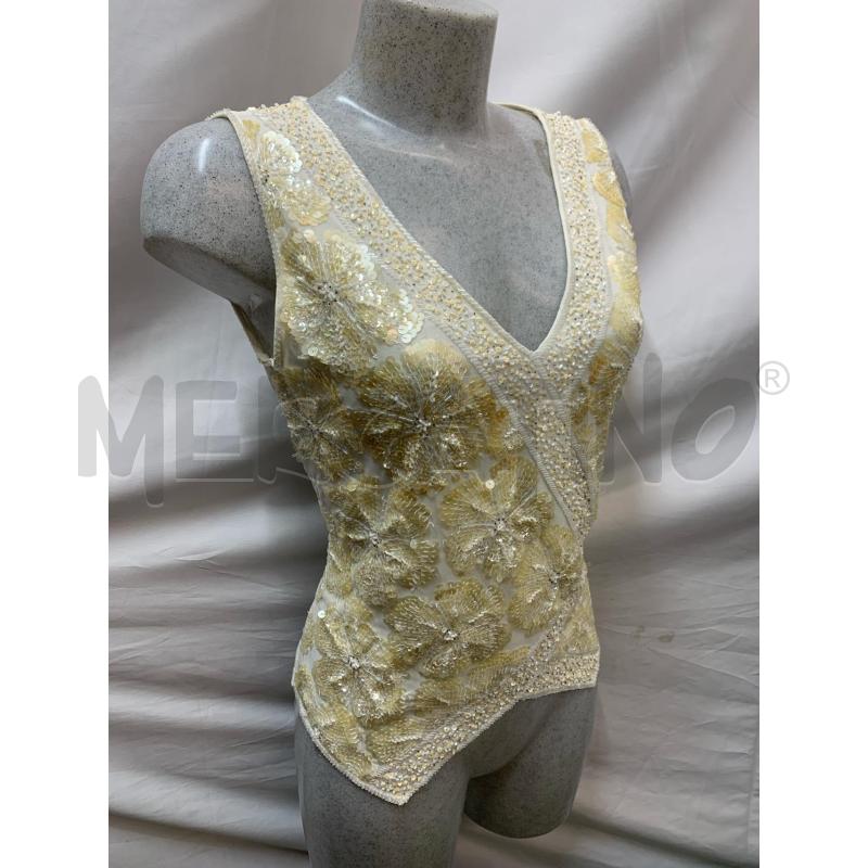 BLUSA DONNA LUISA SPAGNOLI TULLE PANNA PAILLETTE FIORI | Mercatino dell'Usato Roma re di roma 2