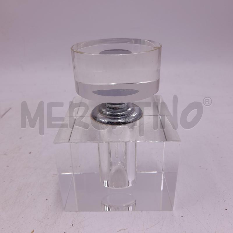 Boccetta profumo vetro trasparente base quadrata tappo tondo