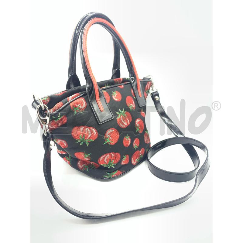 BORSA BRACCIALINI NERO POMODORI ROSSI | Mercatino dell'Usato Roma re di roma 2