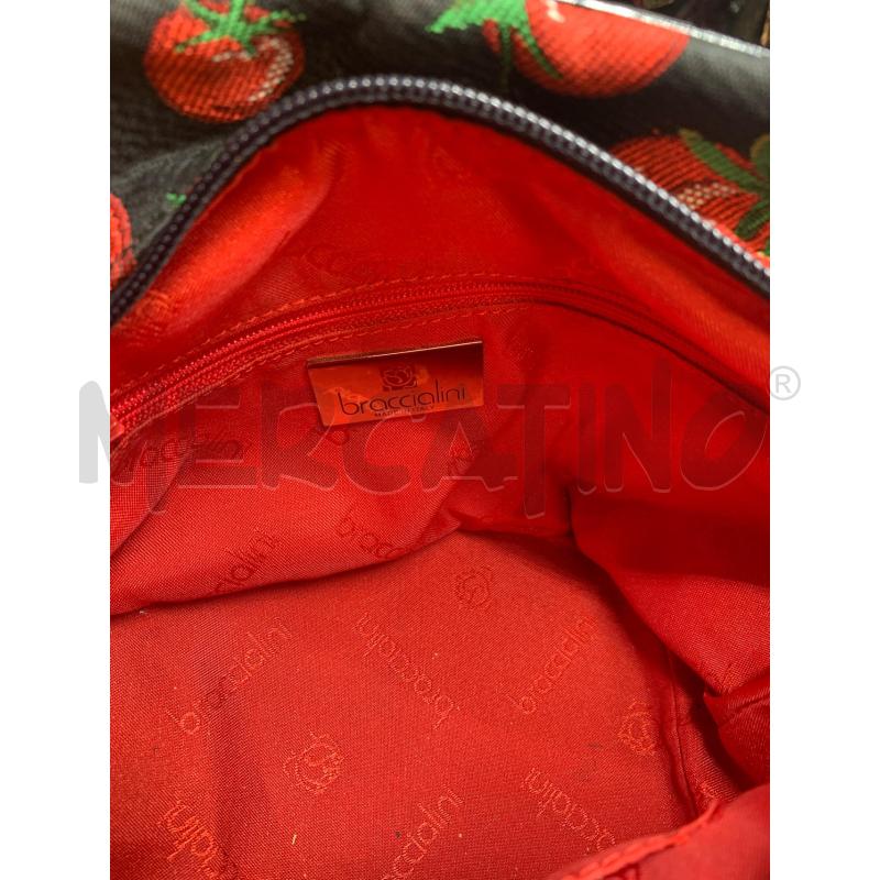 BORSA BRACCIALINI NERO POMODORI ROSSI | Mercatino dell'Usato Roma re di roma 4